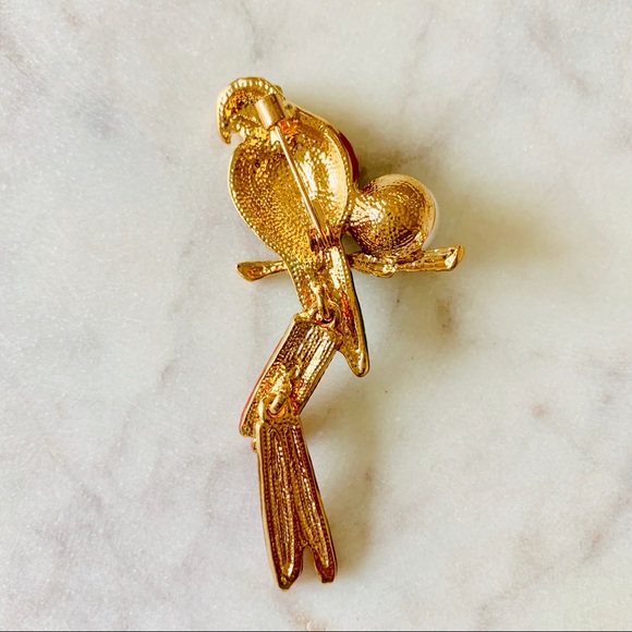 Sparkle Tropical Parrot Pearl Pin Brooch Bling - Picture 4 of 6